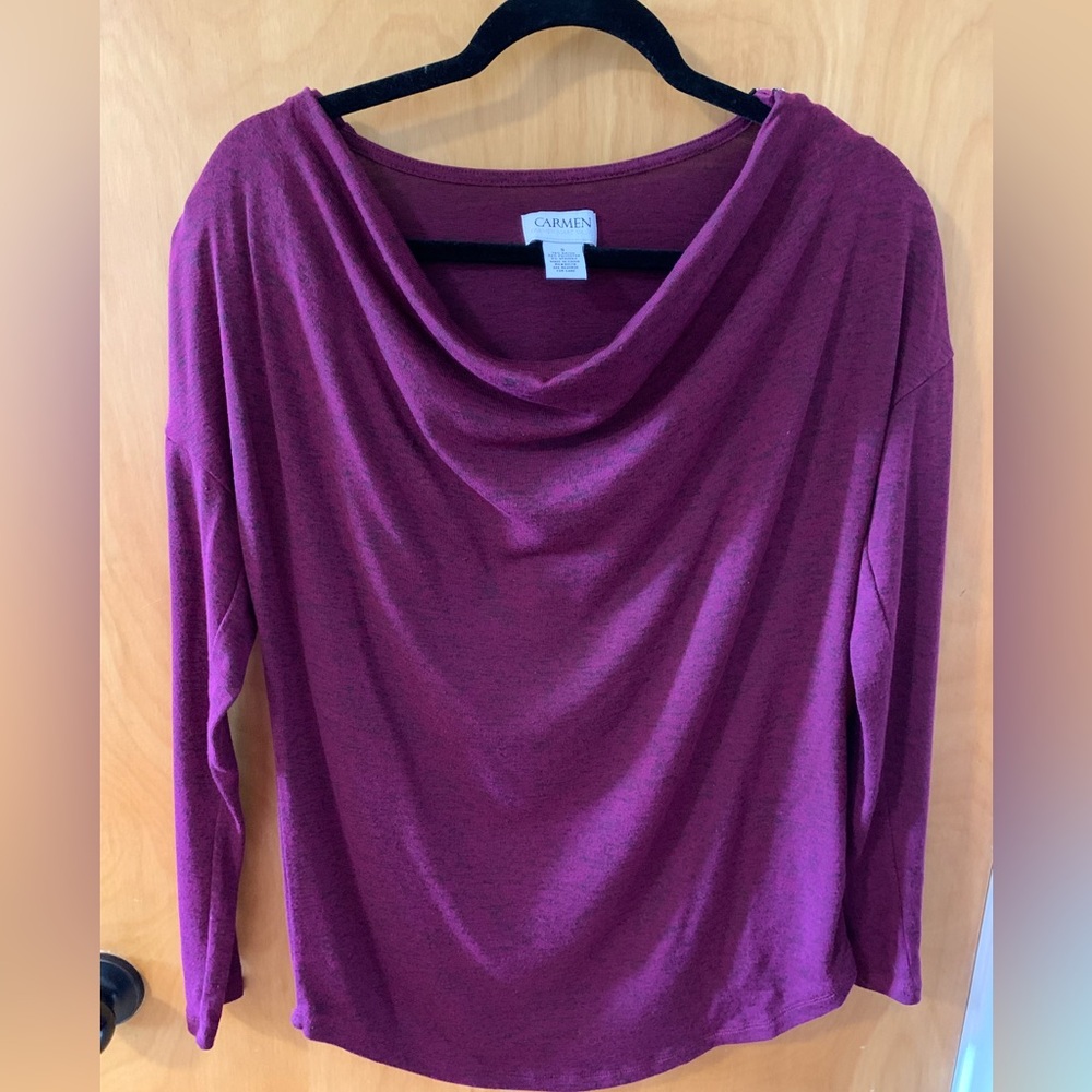 Carmen Maroon Drape Neck Top
